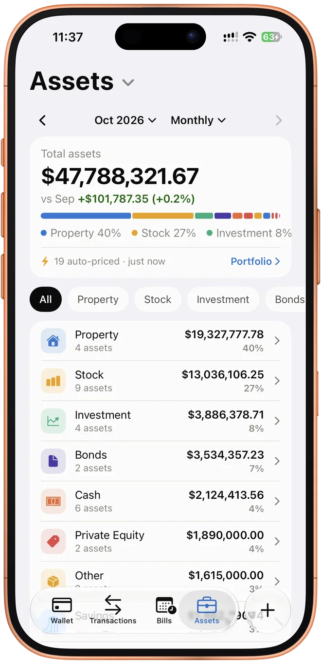 Portfolio with holdings and gains