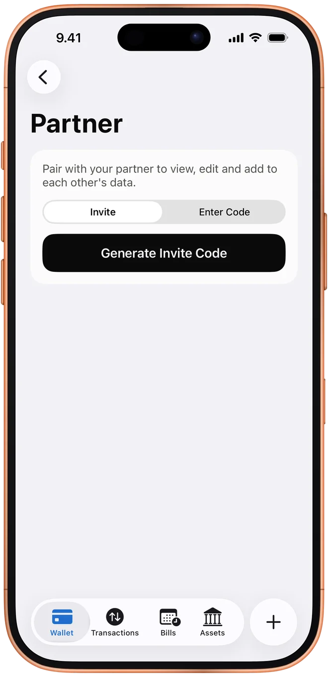 Partner settings with an invite code